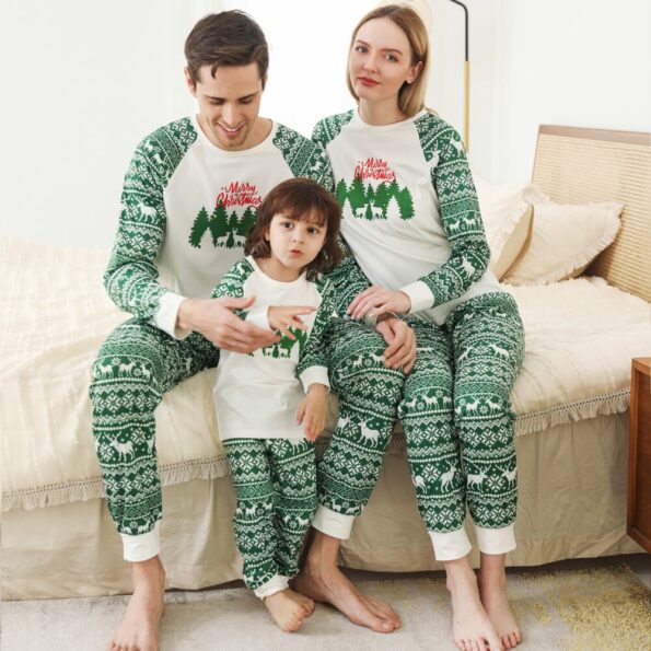Pyjama de noël imprimé pour famille, vêtements assortis, ensemble pour mère et fille, vêtements de nuit pour enfants, pour femmes, 2021 5