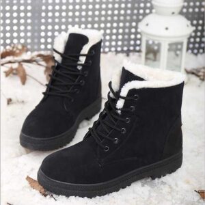 Bottes de neige pour femmes, chaussures d'hiver à talons, bottines chaudes en peluche, semelle intérieure, 44 2