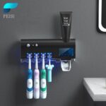 PEISI – porte-brosse à dents UV, distributeur de dentifrice, énergie solaire, boîte de rangement de brosse à dents de salle de bains, ensemble d’accessoires de salle de bains ménagers 1